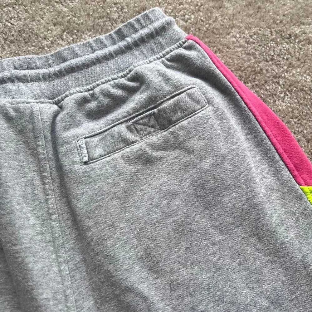 Staple Pigeon Men's Light Gray Sweat Shorts Multi-Colored Sides Size Large